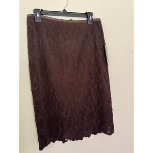 NWT Etcetera Brown Lace Skirt Size 6